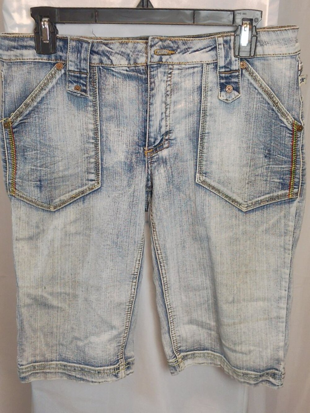 Vintage Traxx Y2K Cyber-Utility Longline Denim Shorts Size 10